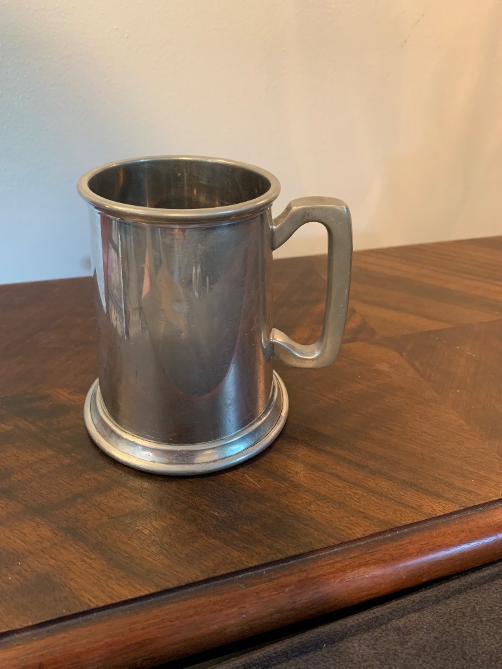 Vintage Pewter Tankard Glass Bottom - Raimond Silver Mfg.